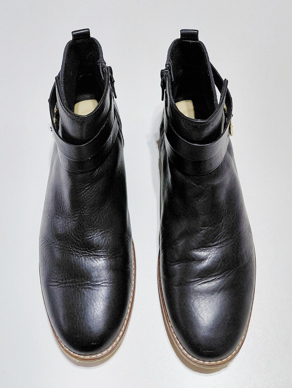 SPERRY Women's Seaport   Black Leather Ankle Boots with Strap Detail Size 9.5
